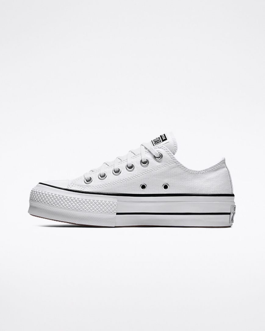 Zapatos Plataforma Converse Chuck Taylor All Star Lift Canvas Bajas Mujer Blancas Negras Blancas | PE W7EP2L